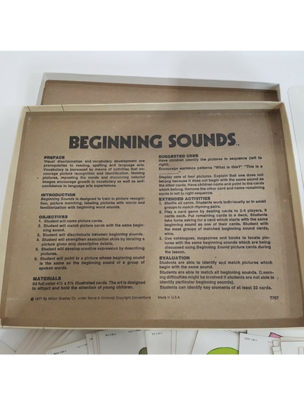 Vintage Milton Bradley Beginning Sounds Game Picture Illustrated Cards 1977 USA - Picture 3 of 11